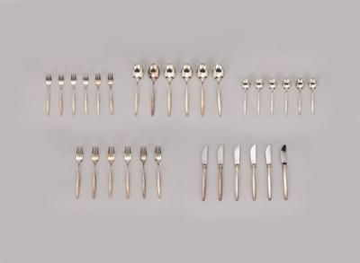 A 30-piece silver cutlery set for six persons, model 'Copenhagen', WMF, design in around 1965 - Jugendstil e arte applicata del XX secolo