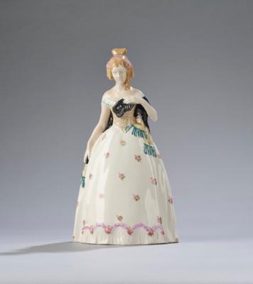 Emil Meier, a Biedermeier lady with mask, model number 1374, designed in around 1912/14, executed by Wiener Kunstkeramische Werkstätte (WKKW) - Jugendstil and 20th Century Arts and Crafts