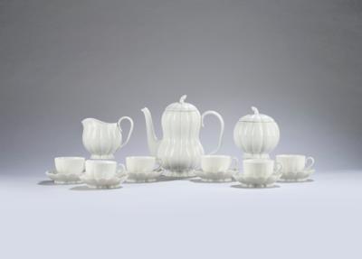 Josef Hoffmann, a mocha service in melon shape, for six persons (15 elements), designed in 1929, executed by Vienna Porcelain Factory, Augarten - Secese a umění 20. století