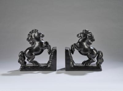 Michael Powolny, a pair of book ends with horses, model number: 1284, designed in around 1910, later execution, probably Gmundner Keramik - Jugendstil and 20th Century Arts and Crafts