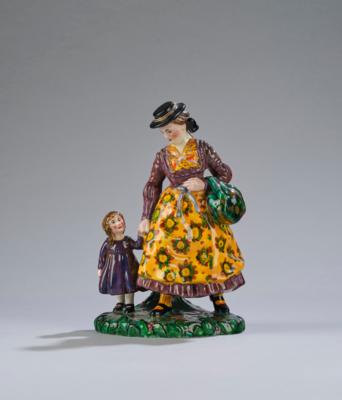 A mother with child in traditional costume, Vereinigte Wiener und Gmundner Keramik, executed in 1913-1923 - Jugendstil e arte applicata del XX secolo