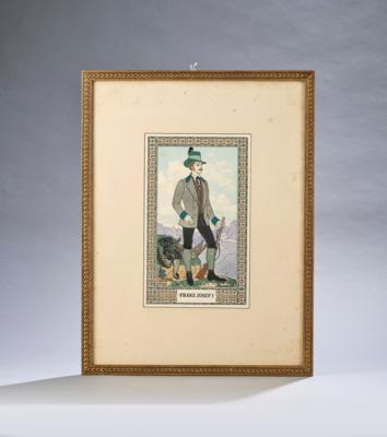 Remigius Geyling (1878-1974), Bildnis von Kaiser Franz Josef I. bei der Jagd, Aquarell und Tusche, Österreich, um 1910 - Kleinode des Jugendstils & Angewandte Kunst des 21. Jahrhunderts