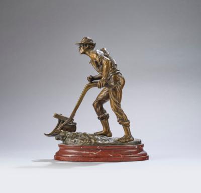 Ruffino Besserdich (1858-1915), bronze figure of a man ploughing, design: Austria, c. 1900/10 - Jugendstil e arte applicata del XX secolo