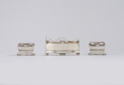 A set of two salt bowls and a small jardinière made of silver, S. I. A. P. (Societá Industriale Argenteria Posateria), Alessandria, Italy, c. 1920/25 - Secese a umění 20. století