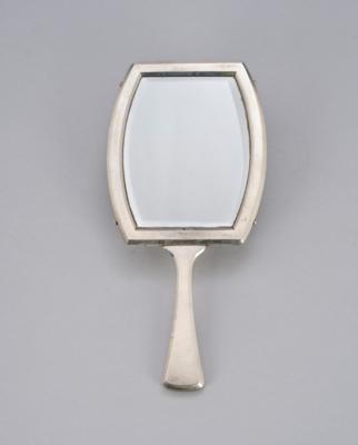 A silver hand mirror with bevelled glass liner, Alfred Pollak, Prague, by May 1922 - Secese a umění 20. století