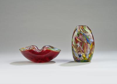 A vase and bowl with 'Tutti Frutti' decor in the manner of Murano, designed in around 1960 - Secese a umění 20. století