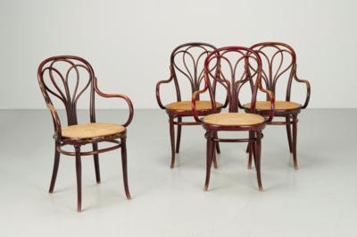 Four armchairs, model number 25 1/2, designed by Gebrüder Thonet, Vienna, 1875, executed by Gebrüder Thonet, Vienna - Jugendstil e arte applicata del XX secolo