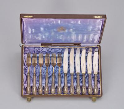 A twelve-part fruit cutlery set made of silver, Germany c. 1900 - Jugendstil and 20th Century Arts and Crafts