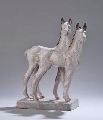 Else Bach (1899-1951), two foals, model number 4339, designed in 1936, Karlsruher Majolika Manufaktur - Secese a umění 20. století