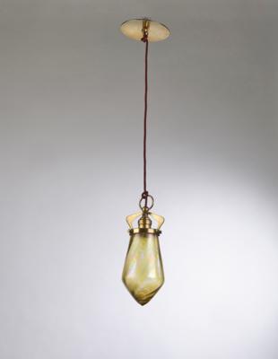A brass hanging lamp with Bohemian lampshade, c. 1900 - Jugendstil e arte applicata del XX secolo