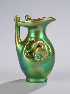 A handled jug with two peasant women, Zsolnay, Pécs, c. 1987 - Jugendstil e arte applicata del XX secolo