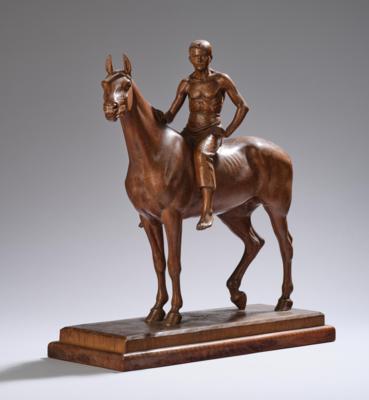 A wooden group: jockey on a horse, designed in around 1920 - Secese a umění 20. století