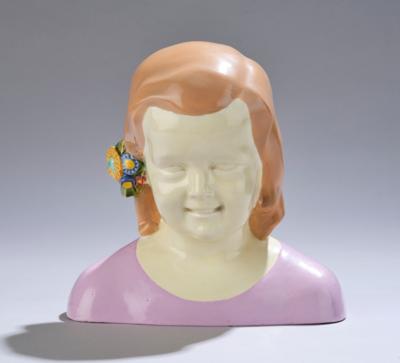 Johanna Meier-Michel, bust of a girl, model number 1312, Wiener Kunstkeramische Werkstätte, c. 1912/14 - Jugendstil e arte applicata del XX secolo