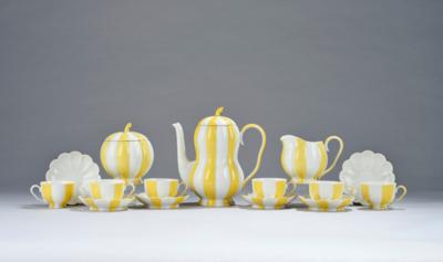 Josef Hoffmann, a mocha service in melon shape, for six persons, designed in 1929, executed by Vienna Porcelain Factory, Augarten, after World War II - Secese a umění 20. století