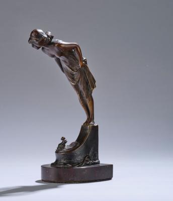 Pavel Kovalevsky (or Kovalevsky, Kovalievsky), bronze statuette "Froschkönig" (female figure with a crowned frog), c. 1900 - Jugendstil e arte applicata del XX secolo