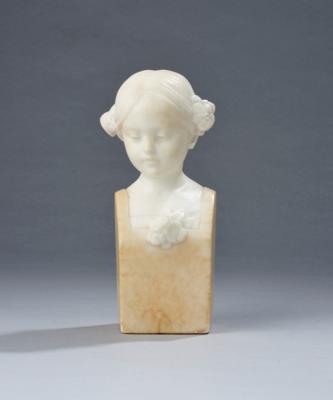 Rosé (artist’s pseudonym, probably Stanislaus Czapek, born in 1874), bust of a girl made of alabaster, model number 4276, executed by Wiener Manufaktur Friedrich Goldscheider, c. 1912/13 - Jugendstil and 20th Century Arts and Crafts