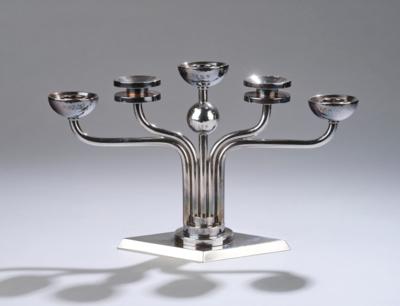 A six-armed sterling silver candelabrum, Bremer Werkstätten für Kunstgewerbliche Silberarbeit, Bremen - Jugendstil and 20th Century Arts and Crafts