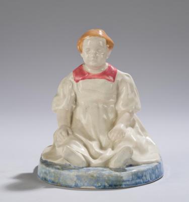 A seated girl, model number 8561, executed by Zsolnay, Pécs, 1910-14 - Jugendstil and 20th Century Arts and Crafts