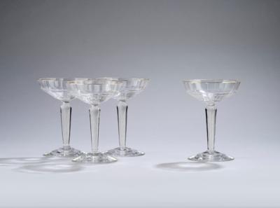 Four champagne coupes, probably Glasfabrik Fritz Heckert, Petersdorf, c. 1912 - Jugendstil and 20th Century Arts and Crafts