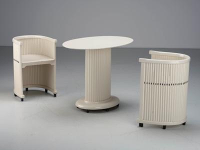 Hans Günther Reinstein, children’s furniture, a rare three-piece set: two armchairs and one oval table, designed in Hanover in 1911, executed by Österreichische Pressstoff-Möbelgesellschaft, Vienna - Secese a umění 20. století