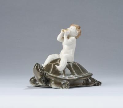 Ferdinand Liebermann (1883-1941), a group of figures: young Pan on a turtle, model number K. 320, executed by Porzellanmanufaktur Philipp Rosenthal & Co., Selb, c. 1920 - Secese a umění 20. století