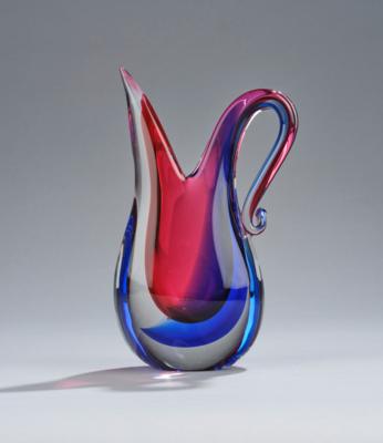 A handled jug “Sommerso”, in the style of Vetreria Artistica Oball, Murano, late 20th century - Jugendstil and 20th Century Arts and Crafts