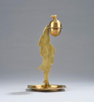 Ignatius (Ignaz) Taschner (Kissingen 1871 - 1913 Mitterndorf near Dachau), an oil lamp, supported by a stylised bird, c. 1900 - Secese a umění 20. století