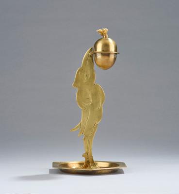 Ignatius (Ignaz) Taschner (Kissingen 1871 - 1913 Mitterndorf near Dachau), an oil lamp, supported by a stylised bird, c. 1900 - Jugendstil and 20th Century Arts and Crafts