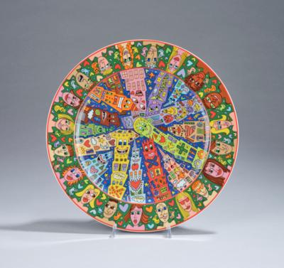 An artist’s plate 'City People', designed by James Rizzi, executed by Rosenthal, Germany, limited edition, no. 324/1500 - Secese a umění 20. století