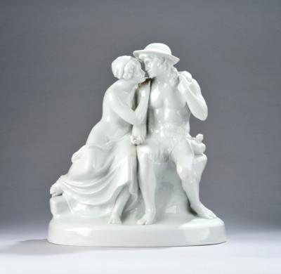 Ludwig Dasio (Munich, 1871-1932), a group: shepherd and shepherdess, model number 746, executed by Philipp Rosenthal & Co., Selb Bavaria, 1910 until c. 1945 - Secese a umění 20. století