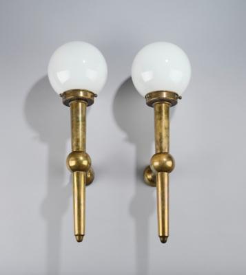 Otto Prutscher (Vienna, 1880-1949), a pair of brass wall lamps in the form of torch bearers, from Fritz Grohmann’s apartment, Würbenthal, Wiener Werkstätte, 1920/21 - Secese a umění 20. století