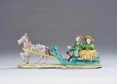 A sledge with one horse and two figures, Schleiss, Gmunden - Jugendstil e arte applicata del XX secolo