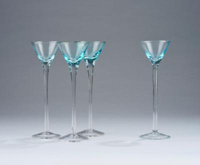 Four tall wine glasses, in the manner of Koloman Moser - Jugendstil and 20th Century Arts and Crafts