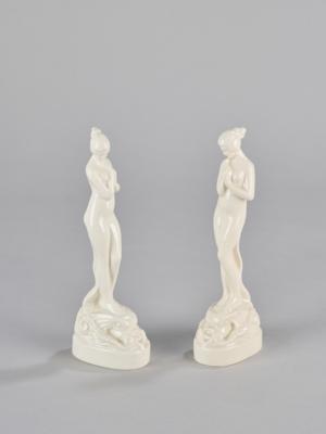 Two stylised mermaids, model number 881, Gmundner Keramik, 1922-23 - Jugendstil and 20th Century Arts and Crafts