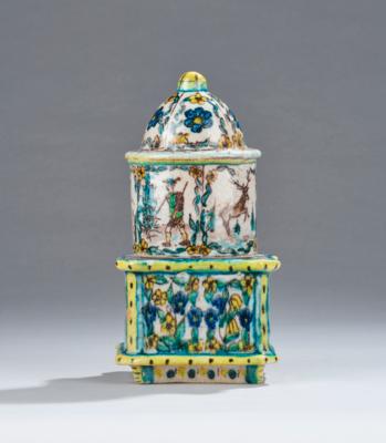 A two-piece small tiled stove, Schleiss, Gmunden - Jugendstil and 20th Century Arts and Crafts