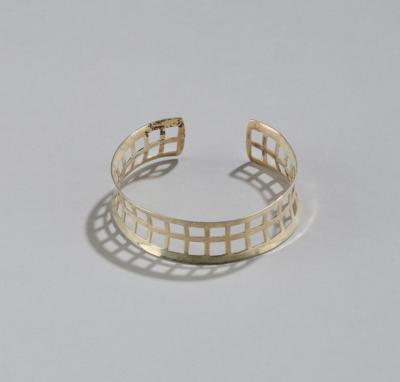 A sterling silver cuff bracelet with perforated square decor, Hungary, executed in around 1999-2006 - Jugendstil and 20th Century Arts and Crafts