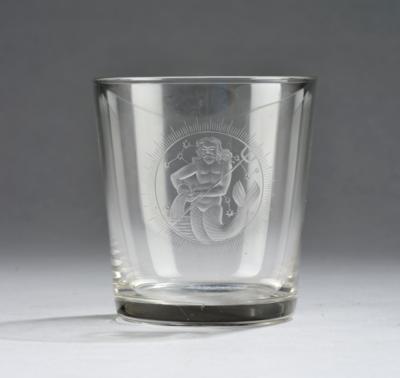 A beaker with the sea god Neptune (Poseidon), designed in around 1913/14, executed by J. & L. Lobmeyr, Vienna - Jugendstil and 20th Century Arts and Crafts