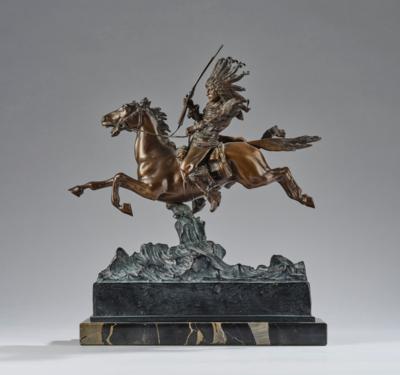 A bronze object: equestrian on a horse, c. 1900/1920 - Jugendstil e arte applicata del XX secolo