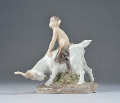 Christian Thomsen, a satyr on a billy goat, model number 737, Royal Copenhagen, Denmark, before 1922 - Jugendstil and 20th Century Arts and Crafts