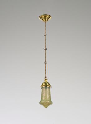 Deckenlampe mit Glasschirm in der Art von Wilhelm Kralik Sohn, Eleonorenhain, um 1905 - Kleinode des Jugendstils & Angewandte Kunst des 20. Jahrhunderts
