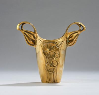 A two-handled bronze vase with raised floral motifs, probably France, c. 1900/15 - Secese a umění 20. století