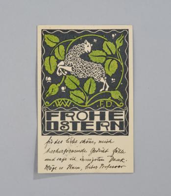 Franz Karl Delavilla, Postkarte, Nr. 20 "Frohe Ostern", Wiener Werkstätte, 1907 - Kleinode des Jugendstils & Angewandte Kunst des 20. Jahrhunderts