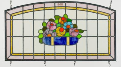 A leadlight glass window for a skylight with a bouquet of flowers, c. 1900/1920 - Secese a umění 20. století