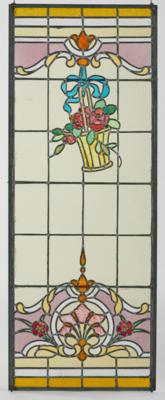 A leadlight glass door with hanging flower basket and floral arrangement, c. 1900/1920 - Jugendstil e arte applicata del XX secolo