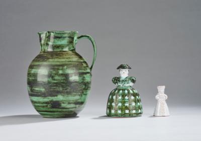 Gudrun Baudisch-Wittke (1907-1982), a jug, a female candlestick (‘Leuchterweibchen’) and an angel candlestick (‘Leuchterengel’), Hallstatt Keramik - Secese a umění 20. století