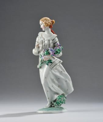 Ida Schwetz-Lehmann, a girl with a garland of flowers, special model, designed in 1925, executed by Vienna Porcelain Manufactory Augarten, before WWII - Secese a umění 20. století