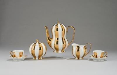 Josef Hoffmann, a mocha service in melon shape, for two persons, designed in 1929, executed by Vienna Porcelain Manufactory Augarten, after 1934 - Jugendstil and 20th Century Arts and Crafts