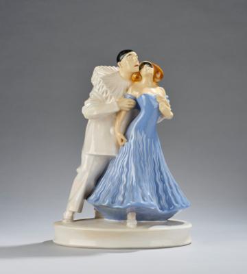 Julius Feldmann, Pierrot and Pierrette, model number 1095, designed in around 1911/12, executed by Vereinigte Wiener und Gmundner Keramik, c. 1913-23 - Jugendstil and 20th Century Arts and Crafts