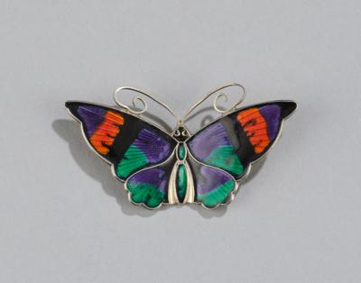 A sterling silver butterfly brooch with polychrome enamel, David Andersen, Norway - Secese a umění 20. století