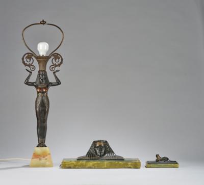 Schwarz, Dreiteiliges Schreibset mit ägytischen Motiven, um 1900/1920 - Kleinode des Jugendstils & Angewandte Kunst des 20. Jahrhunderts